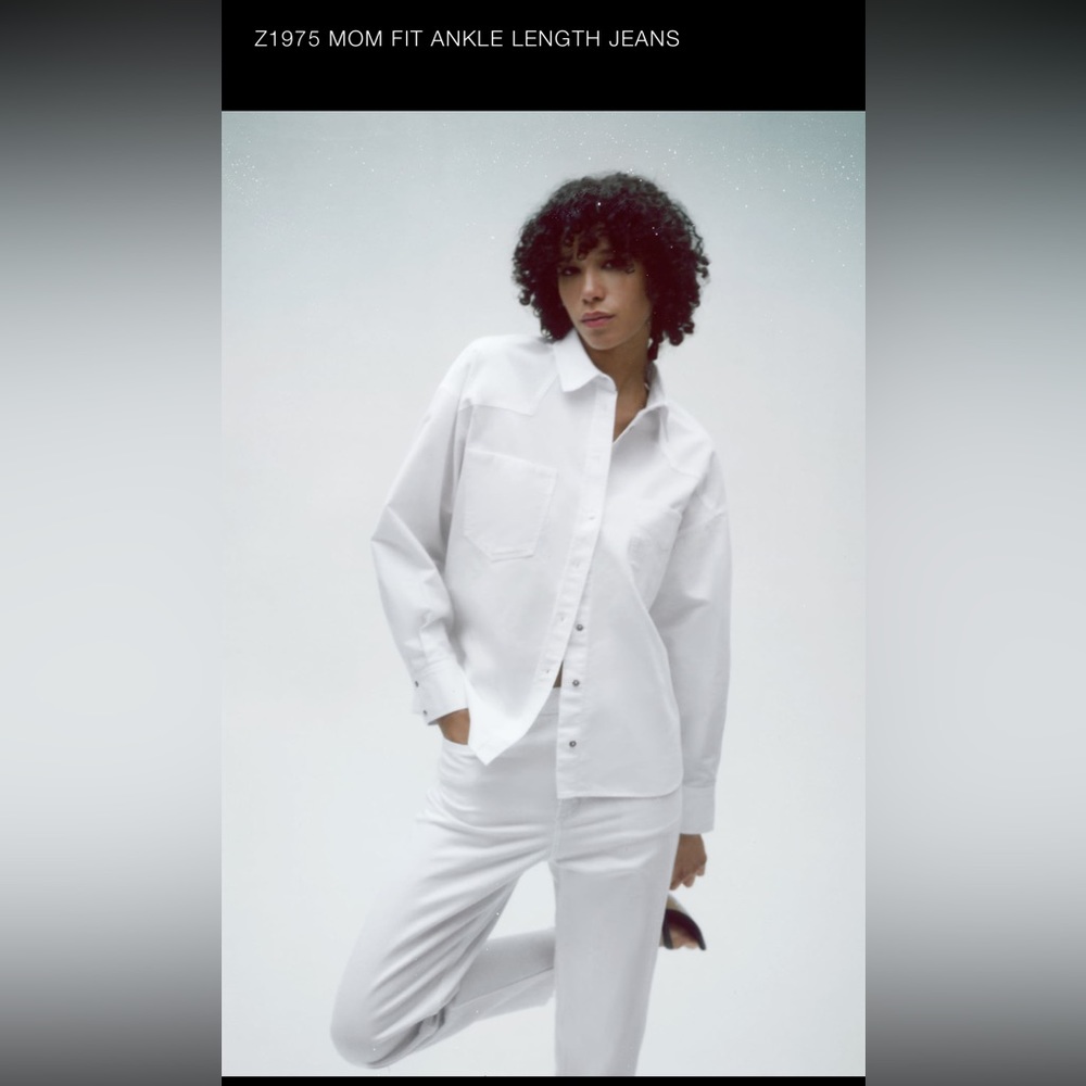 Mom fit ankle length white jeans Zara
